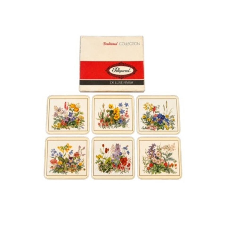 Vintage Pimpernel Meadow Flowers Coasters Set of 6 England